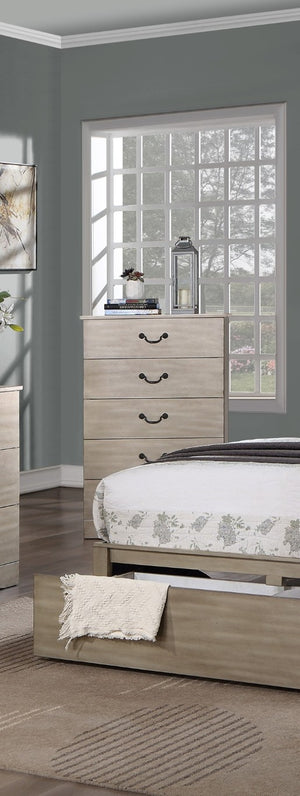 English Elm Chest of Five Drawers Antique Silver Finish Tall Bedroom Storage Contemporary Style B011P553136
