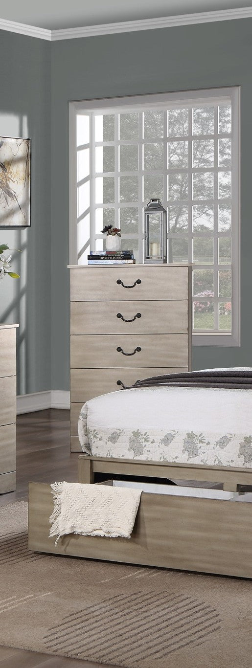 English Elm Chest of Five Drawers Antique Silver Finish Tall Bedroom Storage Contemporary Style B011P553136