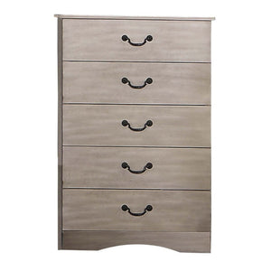 English Elm Chest of Five Drawers Antique Silver Finish Tall Bedroom Storage Contemporary Style B011P553136