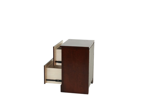 English Elm Modern Cherry Finish Two Drawer Nightstand with Raised Legs for Classic Bedrooms B011P553137