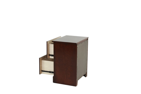 English Elm Modern Cherry Finish Two Drawer Nightstand with Raised Legs for Classic Bedrooms B011P553137