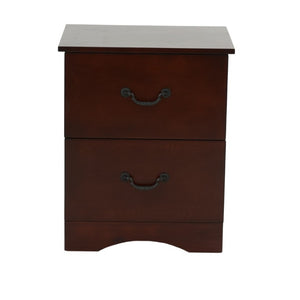 English Elm Modern Cherry Finish Two Drawer Nightstand with Raised Legs for Classic Bedrooms B011P553137