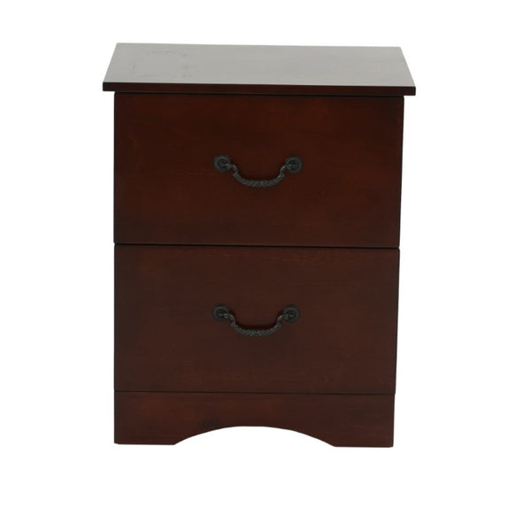 English Elm Modern Cherry Finish Two Drawer Nightstand with Raised Legs for Classic Bedrooms B011P553137
