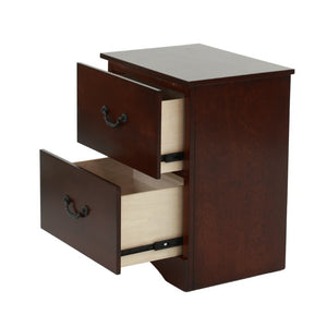 English Elm Modern Cherry Finish Two Drawer Nightstand with Raised Legs for Classic Bedrooms B011P553137