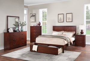 English Elm Modern Cherry Finish Two Drawer Nightstand with Raised Legs for Classic Bedrooms B011P553137