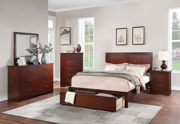 English Elm Modern Cherry Finish Two Drawer Nightstand with Raised Legs for Classic Bedrooms B011P553137