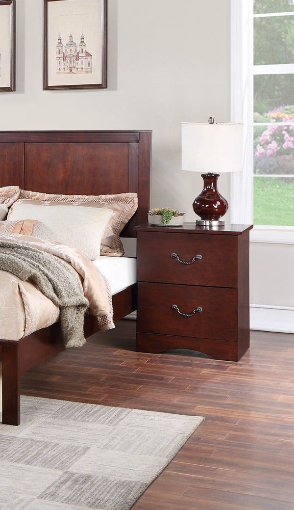English Elm Modern Cherry Finish Two Drawer Nightstand with Raised Legs for Classic Bedrooms B011P553137