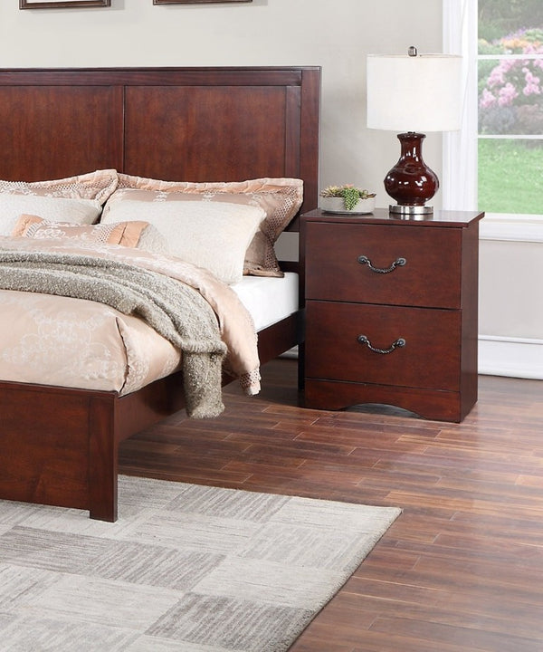English Elm Modern Cherry Finish Two Drawer Nightstand with Raised Legs for Classic Bedrooms B011P553137