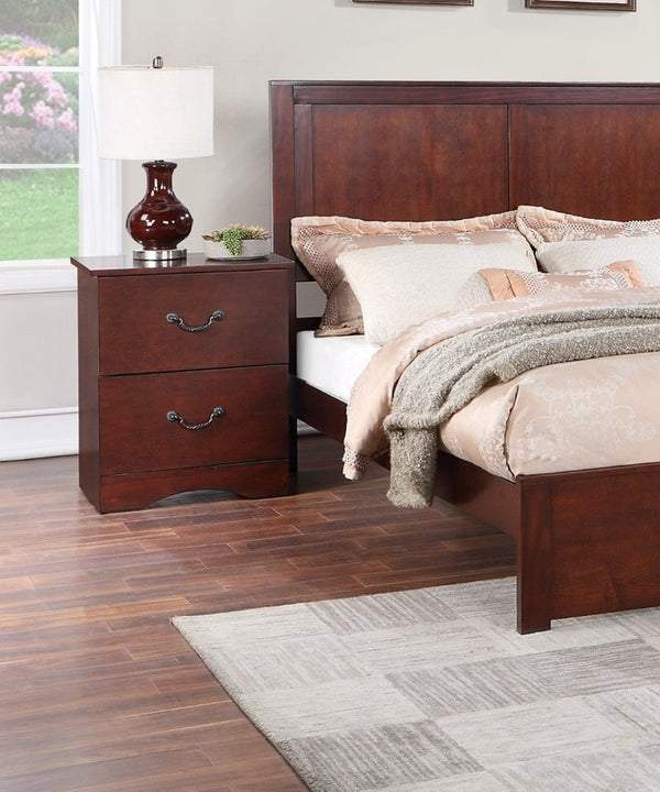 English Elm Modern Cherry Finish Two Drawer Nightstand with Raised Legs for Classic Bedrooms B011P553137