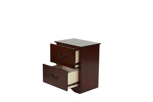 English Elm Modern Cherry Finish Two Drawer Nightstand with Raised Legs for Classic Bedrooms B011P553137