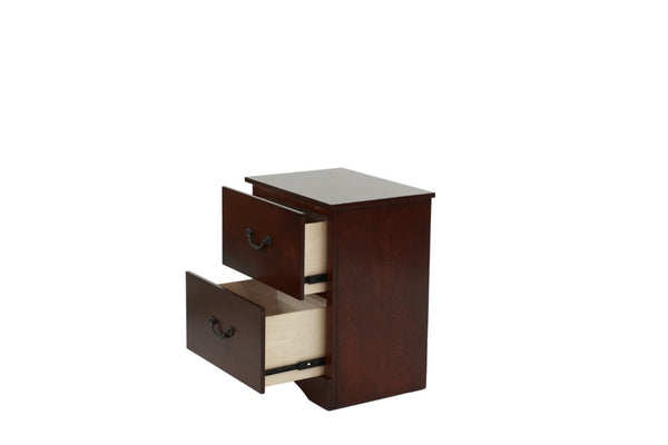 English Elm Modern Cherry Finish Two Drawer Nightstand with Raised Legs for Classic Bedrooms B011P553137