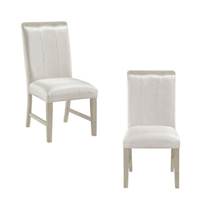 English Elm Modern Upholstered Dining Chairs Set of Two with Beige Fabric and Gray Wood Legs B011P553141
