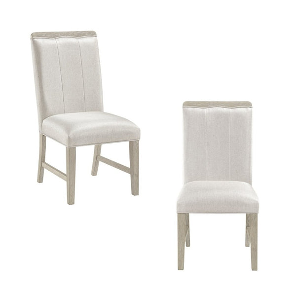 English Elm Modern Upholstered Dining Chairs Set of Two with Beige Fabric and Gray Wood Legs B011P553141