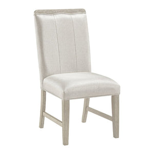 English Elm Modern Upholstered Dining Chairs Set of Two with Beige Fabric and Gray Wood Legs B011P553141