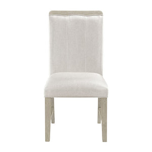 English Elm Modern Upholstered Dining Chairs Set of Two with Beige Fabric and Gray Wood Legs B011P553141