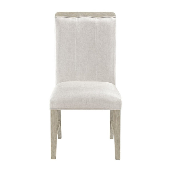 English Elm Modern Upholstered Dining Chairs Set of Two with Beige Fabric and Gray Wood Legs B011P553141