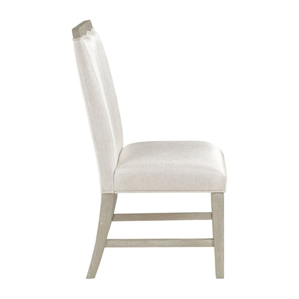 English Elm Modern Upholstered Dining Chairs Set of Two with Beige Fabric and Gray Wood Legs B011P553141