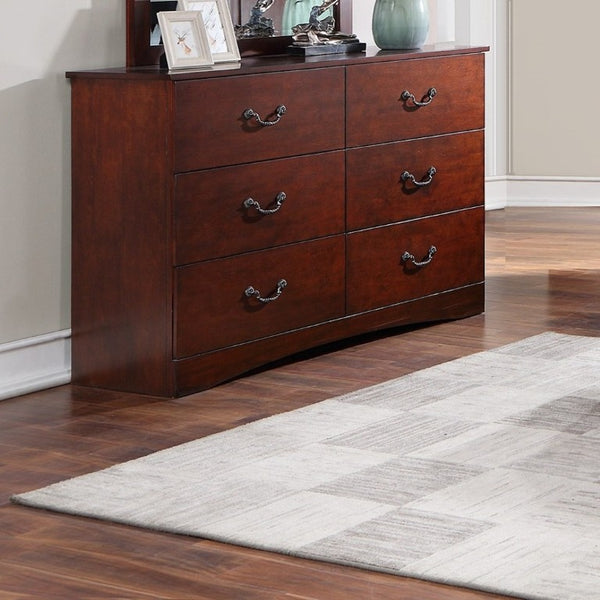 English Elm Modern Cherry Finish Six Drawer Pine Dresser Warm Traditional Bedroom Storage B011P553142