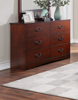 English Elm Modern Cherry Finish Six Drawer Pine Dresser Warm Traditional Bedroom Storage B011P553142