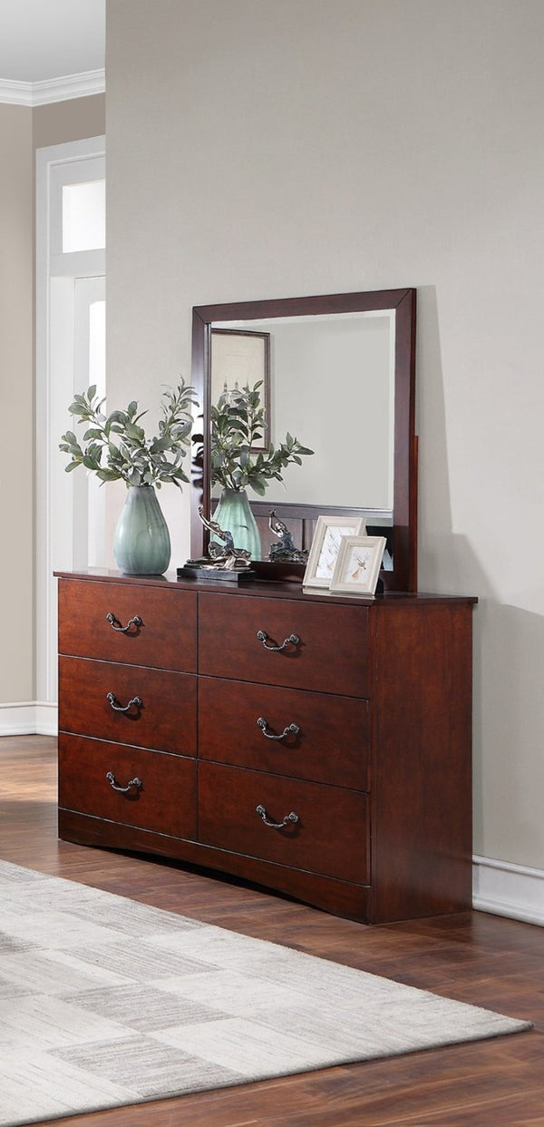 English Elm Modern Cherry Finish Six Drawer Pine Dresser Warm Traditional Bedroom Storage B011P553142