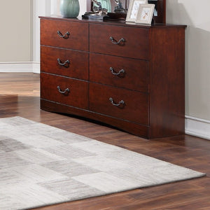 English Elm Modern Cherry Finish Six Drawer Pine Dresser Warm Traditional Bedroom Storage B011P553142