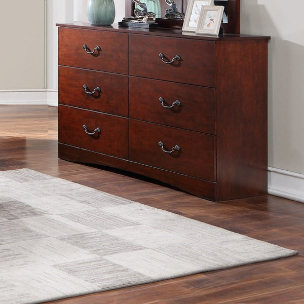 English Elm Modern Cherry Finish Six Drawer Pine Dresser Warm Traditional Bedroom Storage B011P553142