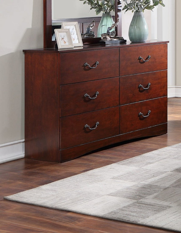 English Elm Modern Cherry Finish Six Drawer Pine Dresser Warm Traditional Bedroom Storage B011P553142