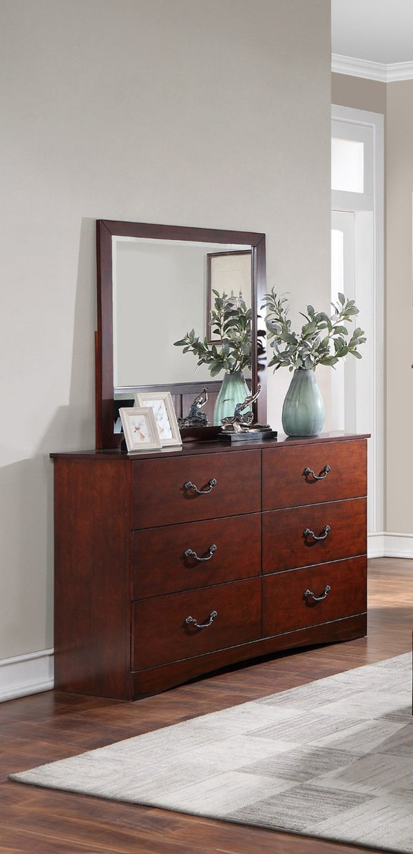 English Elm Modern Cherry Finish Six Drawer Pine Dresser Warm Traditional Bedroom Storage B011P553142