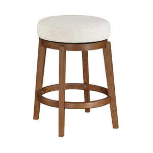 English Elm Modern Boucle Swivel Counterstool Solid Wood Base Plush Upholstered Kitchen Island Seat B011P553956