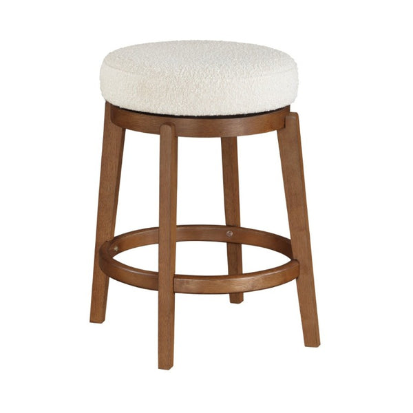 English Elm Modern Boucle Swivel Counterstool Solid Wood Base Plush Upholstered Kitchen Island Seat B011P553956