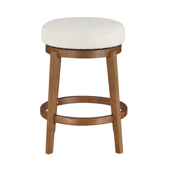 English Elm Modern Boucle Swivel Counterstool Solid Wood Base Plush Upholstered Kitchen Island Seat B011P553956