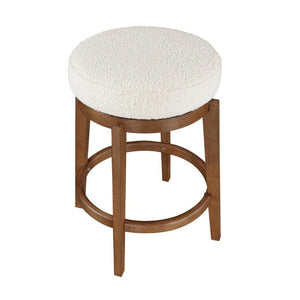 English Elm Modern Boucle Swivel Counterstool Solid Wood Base Plush Upholstered Kitchen Island Seat B011P553956
