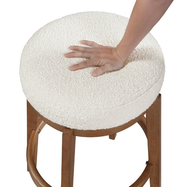 English Elm Modern Boucle Swivel Counterstool Solid Wood Base Plush Upholstered Kitchen Island Seat B011P553956