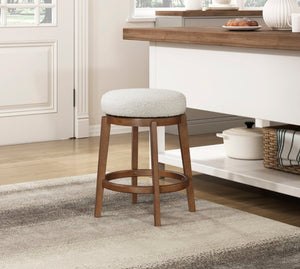 English Elm Modern Boucle Swivel Counterstool Solid Wood Base Plush Upholstered Kitchen Island Seat B011P553956