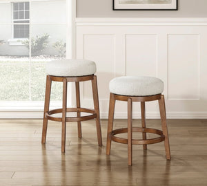 English Elm Modern Boucle Swivel Counterstool Solid Wood Base Plush Upholstered Kitchen Island Seat B011P553956