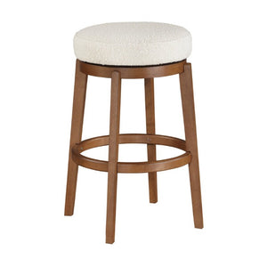 English Elm Modern Boucle Swivel Barstool Solid Wood Base Pub Height Kitchen Island Seating B011P553957