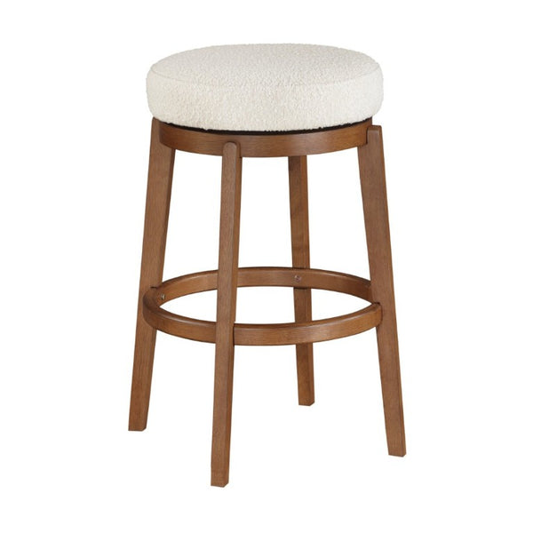 English Elm Modern Boucle Swivel Barstool Solid Wood Base Pub Height Kitchen Island Seating B011P553957