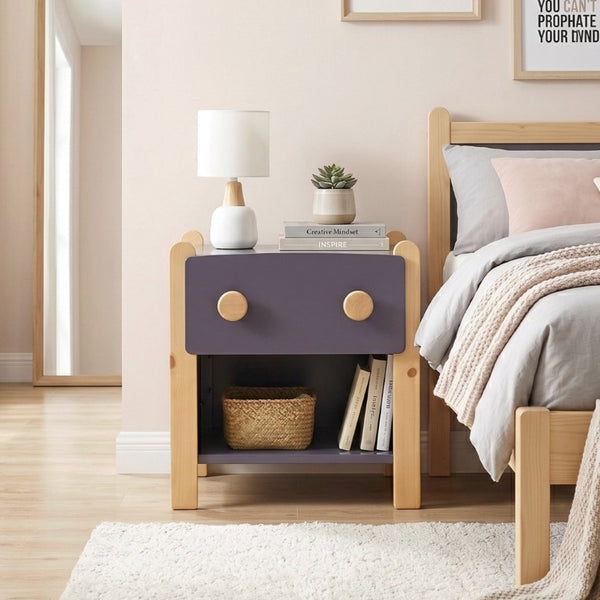 English Elm Contemporary Two-Tone Kids Nightstand with Smooth Drawer and Open Cubby for Bedroom B011P554813