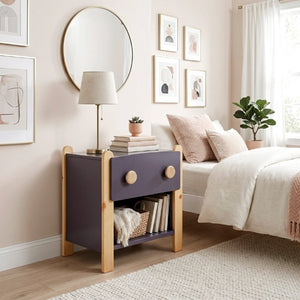 English Elm Contemporary Two-Tone Kids Nightstand with Smooth Drawer and Open Cubby for Bedroom B011P554813