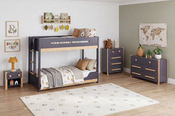 English Elm Contemporary Two-Tone Kids Nightstand with Smooth Drawer and Open Cubby for Bedroom B011P554813