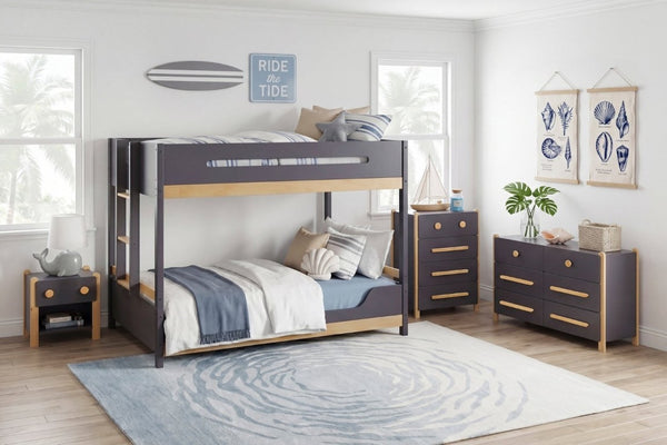 English Elm Contemporary Two-Tone Kids Nightstand with Smooth Drawer and Open Cubby for Bedroom B011P554813