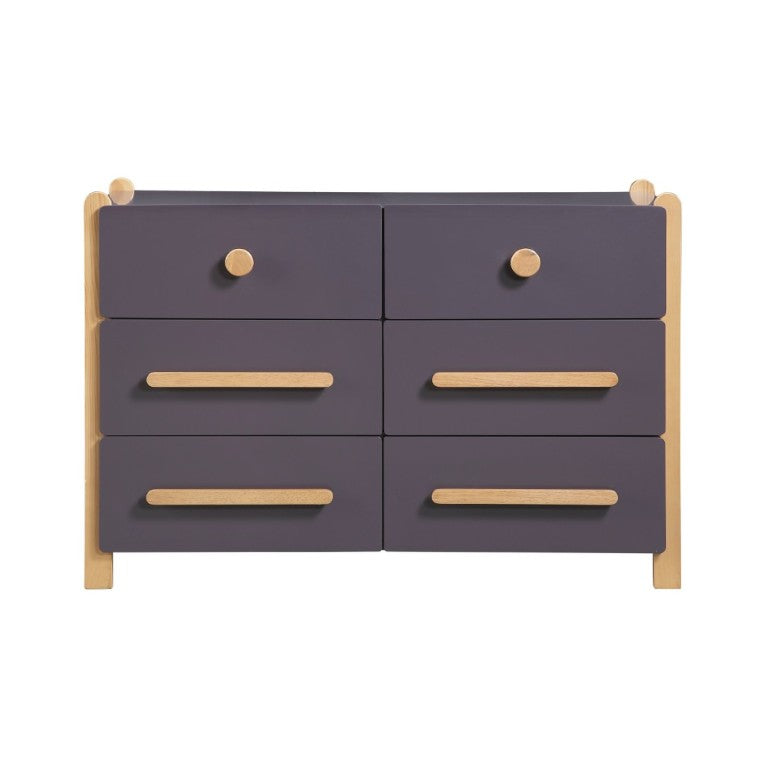 English Elm Contemporary Two Tone Plum Six Drawer Dresser Solid Wood Frame for Bedroom Storage B011P554815