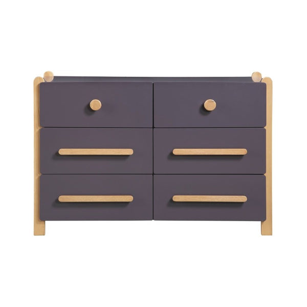 English Elm Contemporary Two Tone Plum Six Drawer Dresser Solid Wood Frame for Bedroom Storage B011P554815