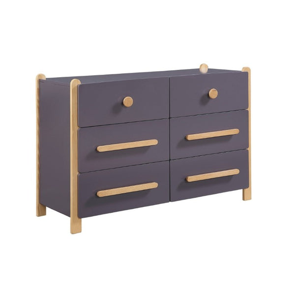English Elm Contemporary Two Tone Plum Six Drawer Dresser Solid Wood Frame for Bedroom Storage B011P554815