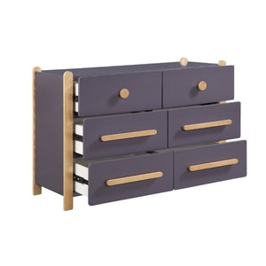 English Elm Contemporary Two Tone Plum Six Drawer Dresser Solid Wood Frame for Bedroom Storage B011P554815