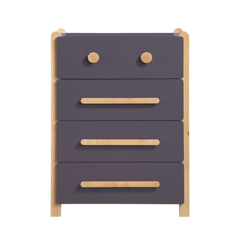 English Elm Contemporary Two Tone Plum Wood Four Drawer Vertical Dresser for Compact Bedroom Storage B011P554816