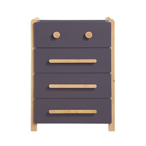English Elm Contemporary Two Tone Plum Wood Four Drawer Vertical Dresser for Compact Bedroom Storage B011P554816