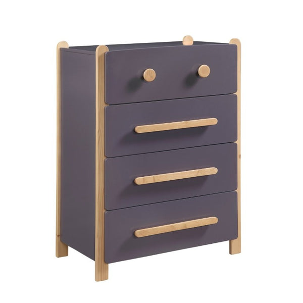 English Elm Contemporary Two Tone Plum Wood Four Drawer Vertical Dresser for Compact Bedroom Storage B011P554816