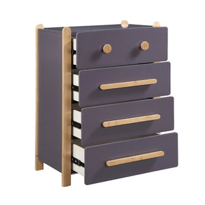 English Elm Contemporary Two Tone Plum Wood Four Drawer Vertical Dresser for Compact Bedroom Storage B011P554816