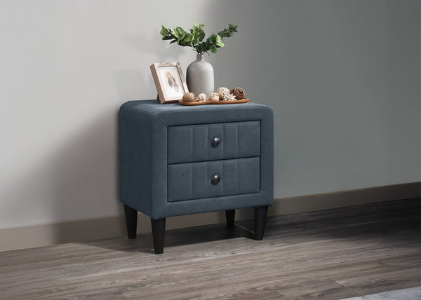 English Elm Contemporary Brushed Linen Upholstered Nightstand with Two Drawer Bedroom Storage Charcoal B011P554832